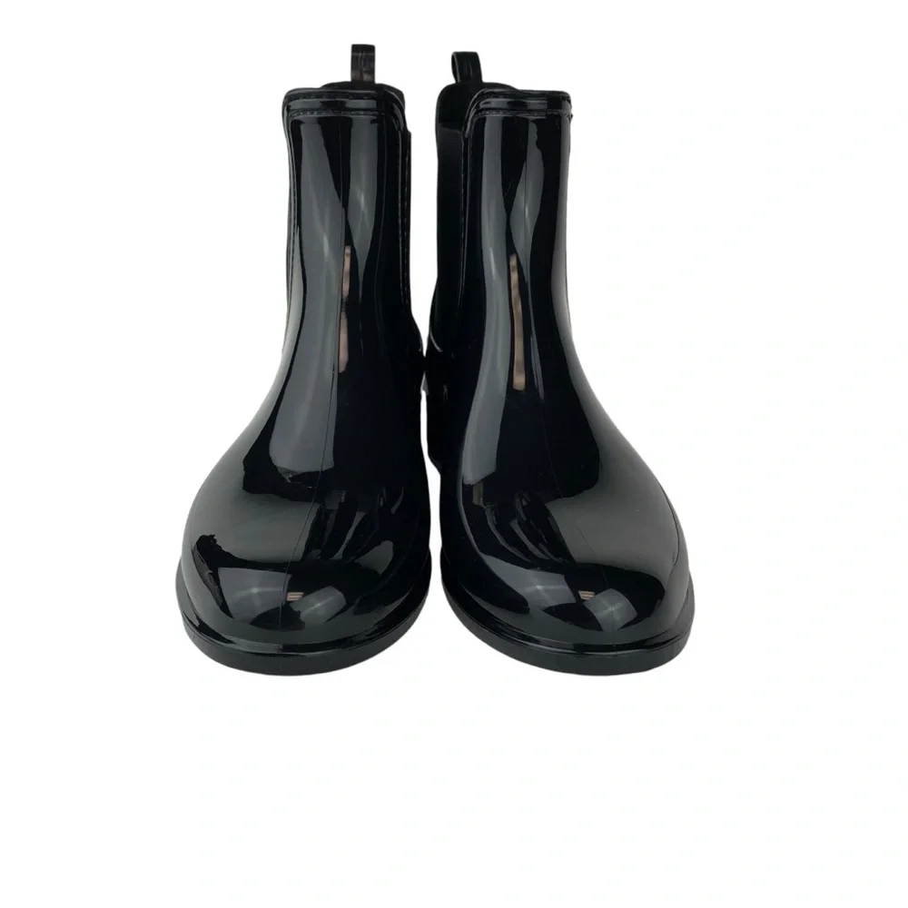 Aldo Chelsea Black Rain Boot Faux Patent Leather Women’s Size 6 US 36 EU